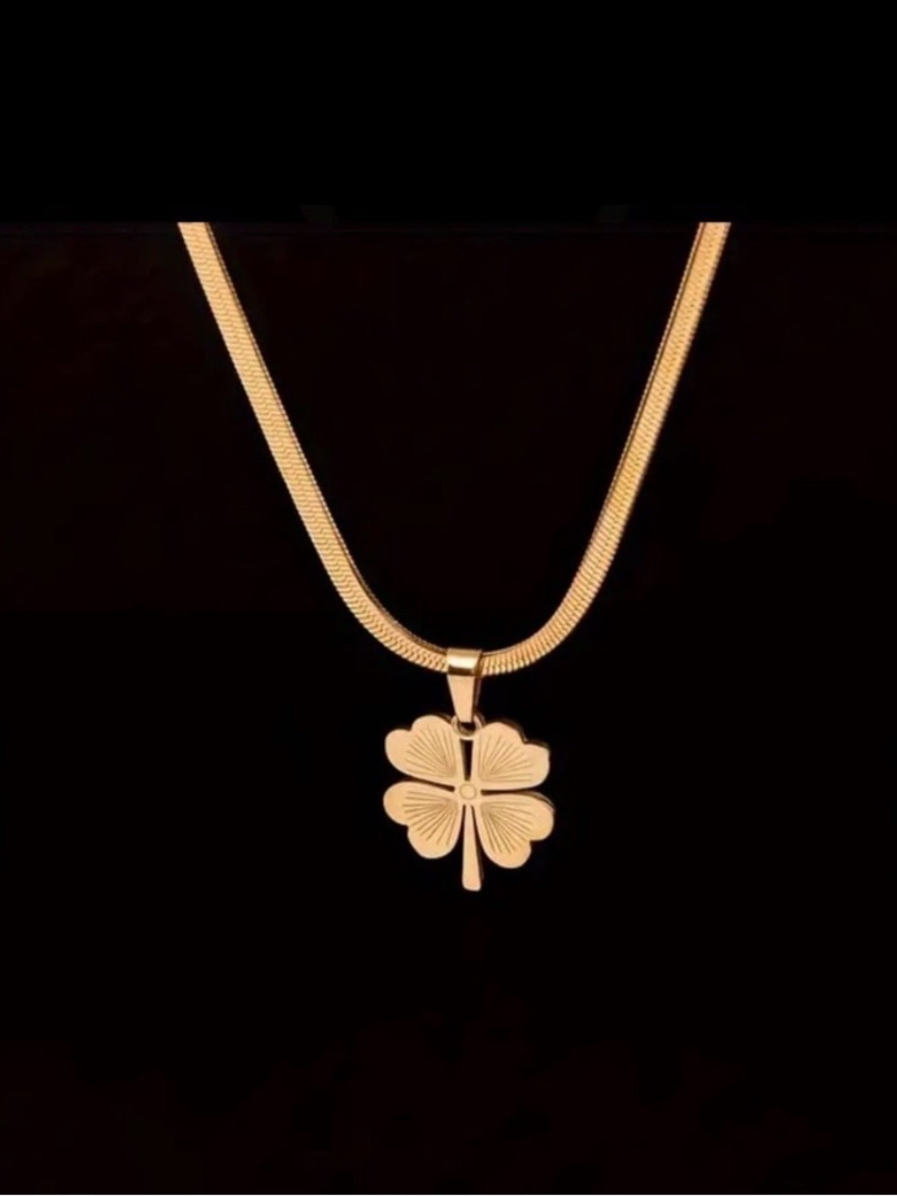 Stainless Steel Four-Leaf Clover Pendant Necklace - Women Jewelry